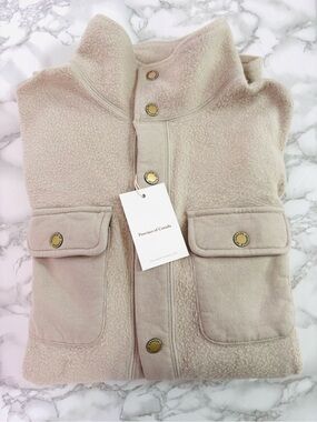 Province of Canada Reverse Fleece Funnel Neck Shirt Jacket XS Sand